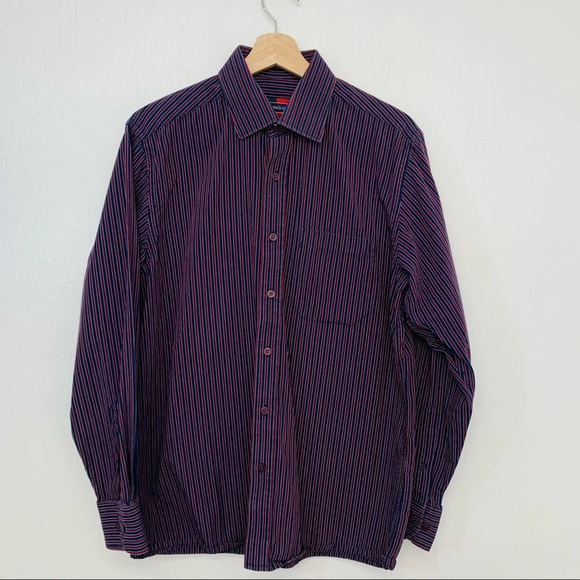 Peter England Shirt Nuevo Fit 40cm Blue Stripe - Picture 1 of 9